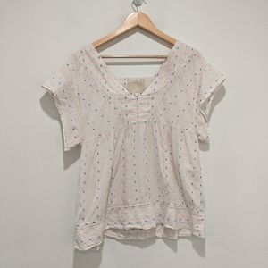Anaak White Colorful Swiss Dots Blouse